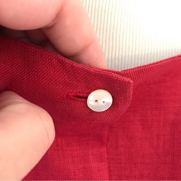 Vintage red linen square neck button down blouse - Picture 4 of 6